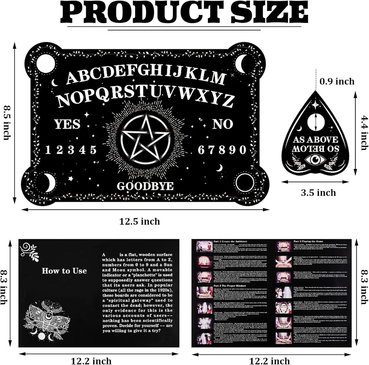 Star Spirit Board & Crystal Pendulum Set - Black Wood