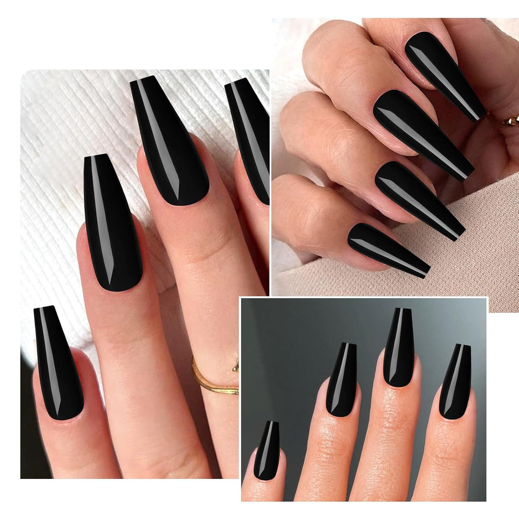 Black Coffin Press-On Nails - 120 Piece Kit