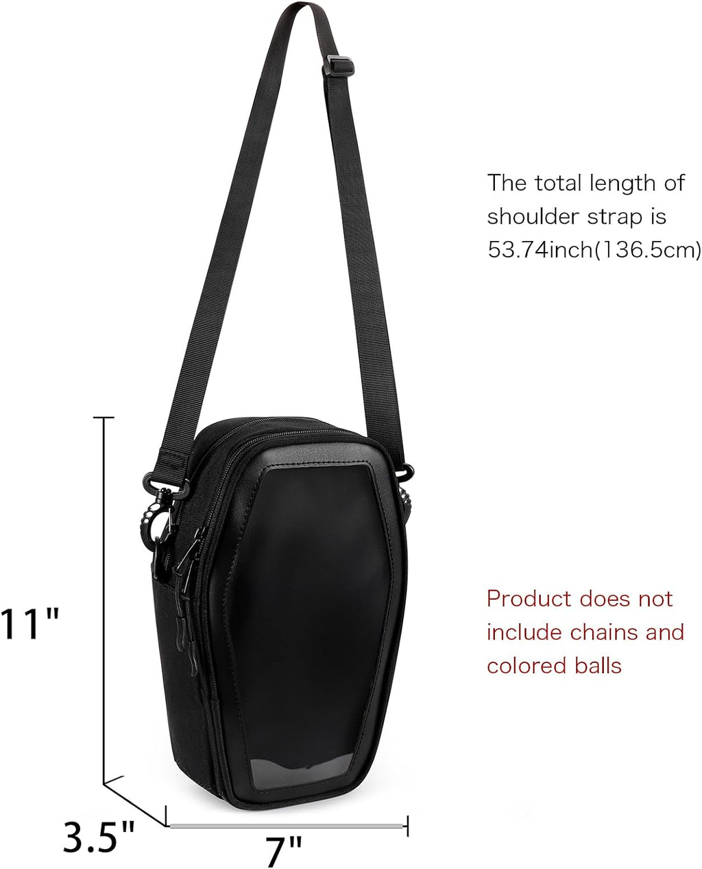 Gothic Coffin Crossbody Purse with Insert