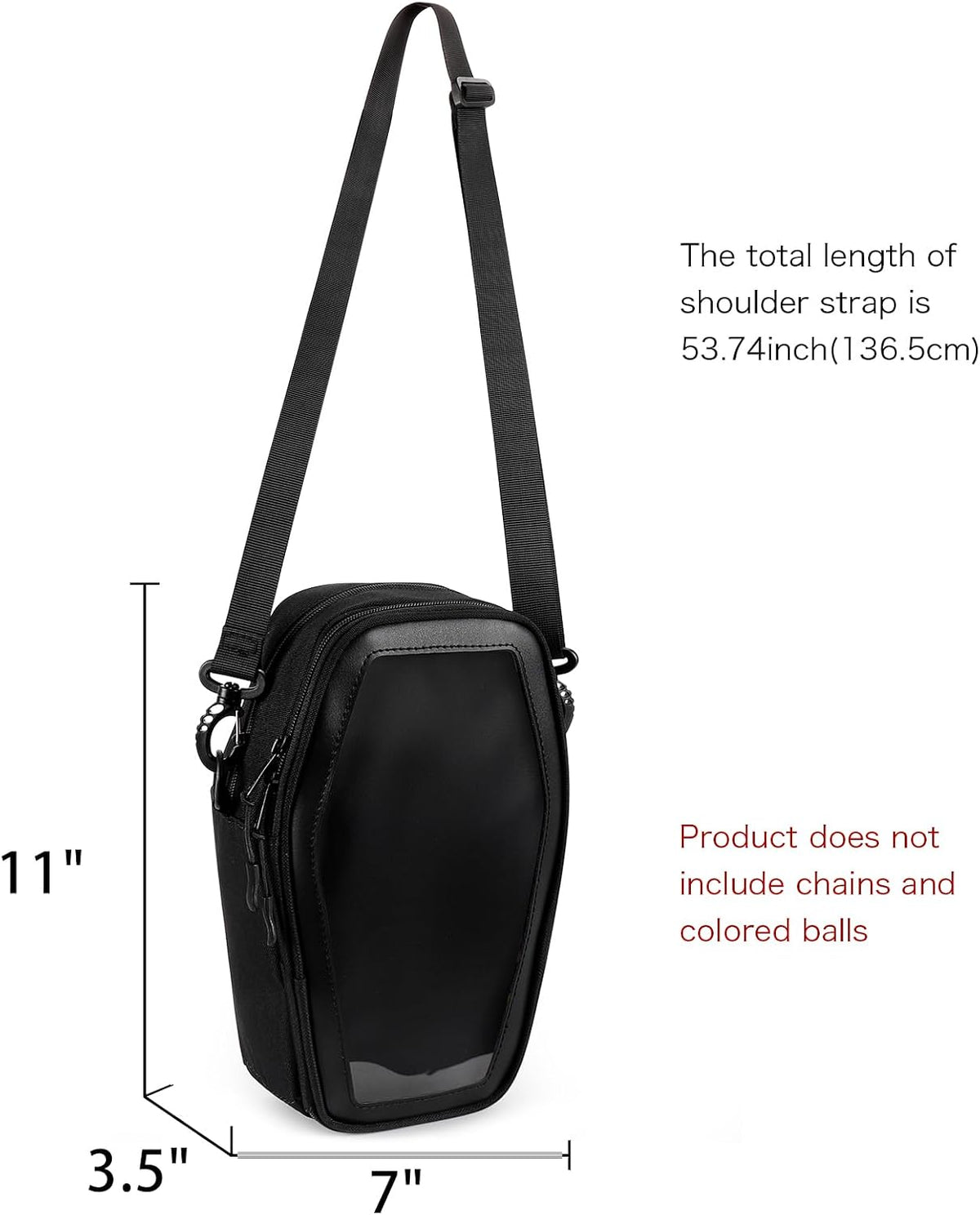 Gothic Coffin Crossbody Purse with Insert