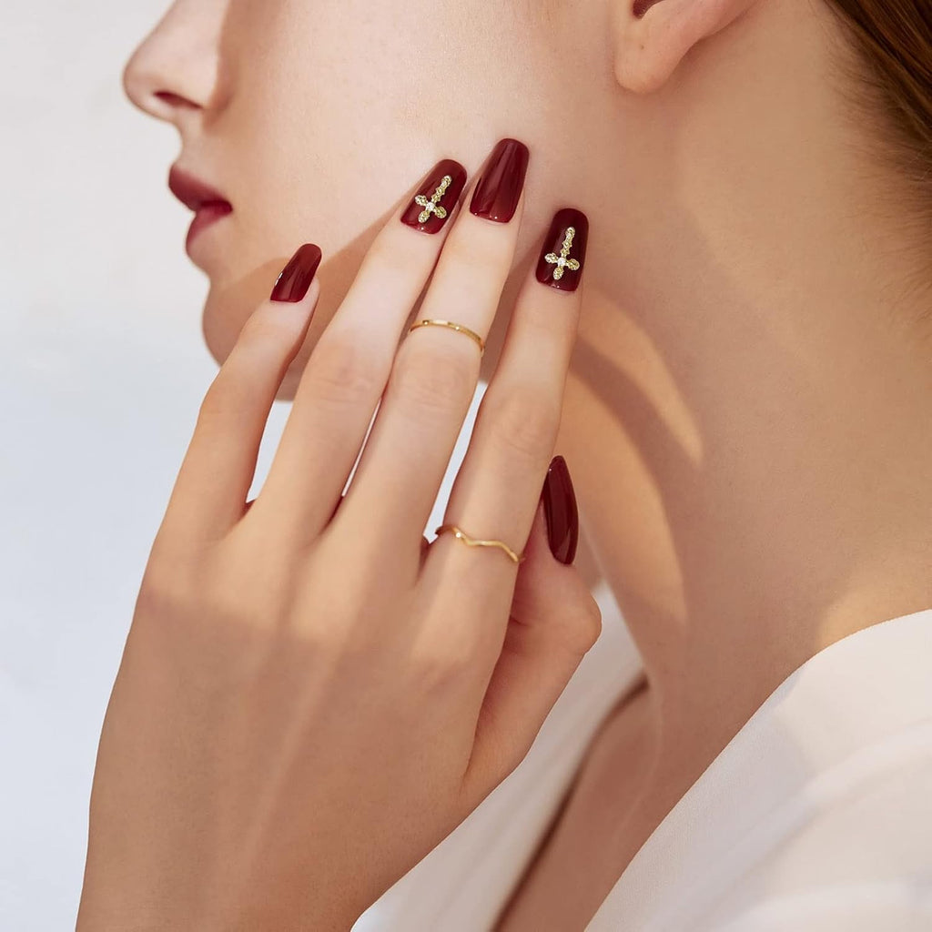 Gold and Silver Cross Nail Studs with Pearls, 30 Piece