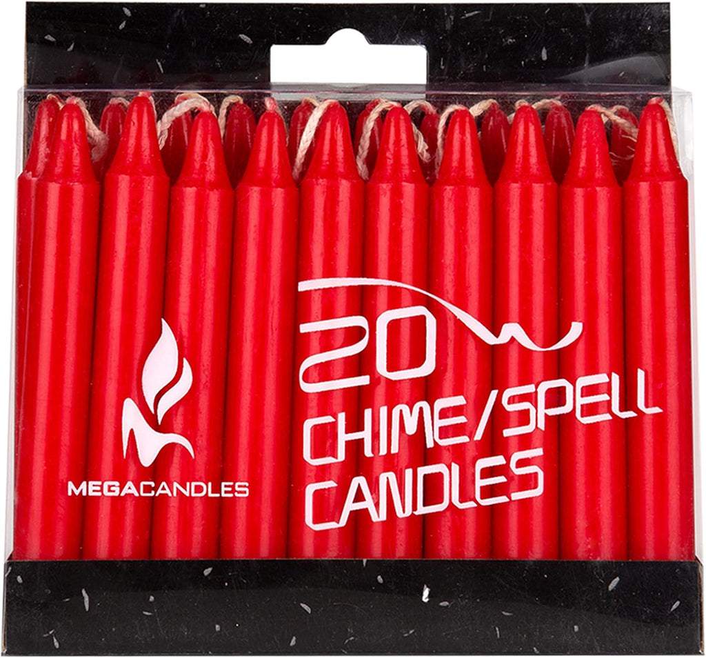 Red Chime Candles - 20 Pack, 4 Inch Unscented