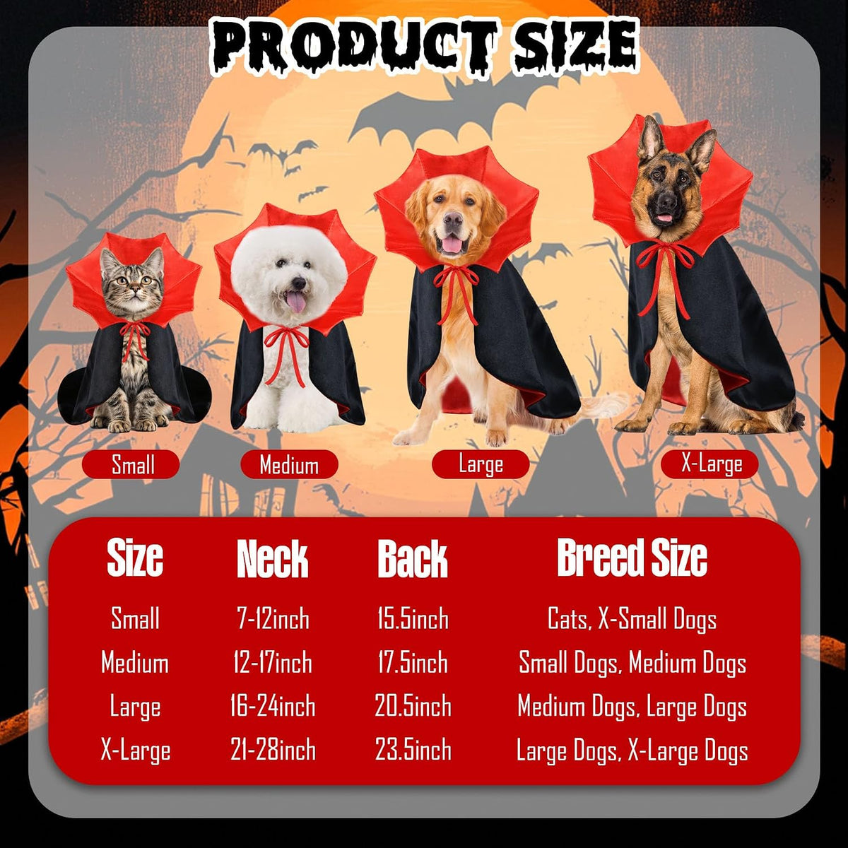 Vampire Devil Cape Halloween Costume for Dogs