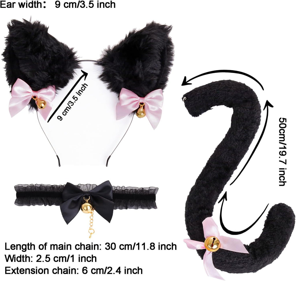 Cat Ears, Tail and Bell Choker Set