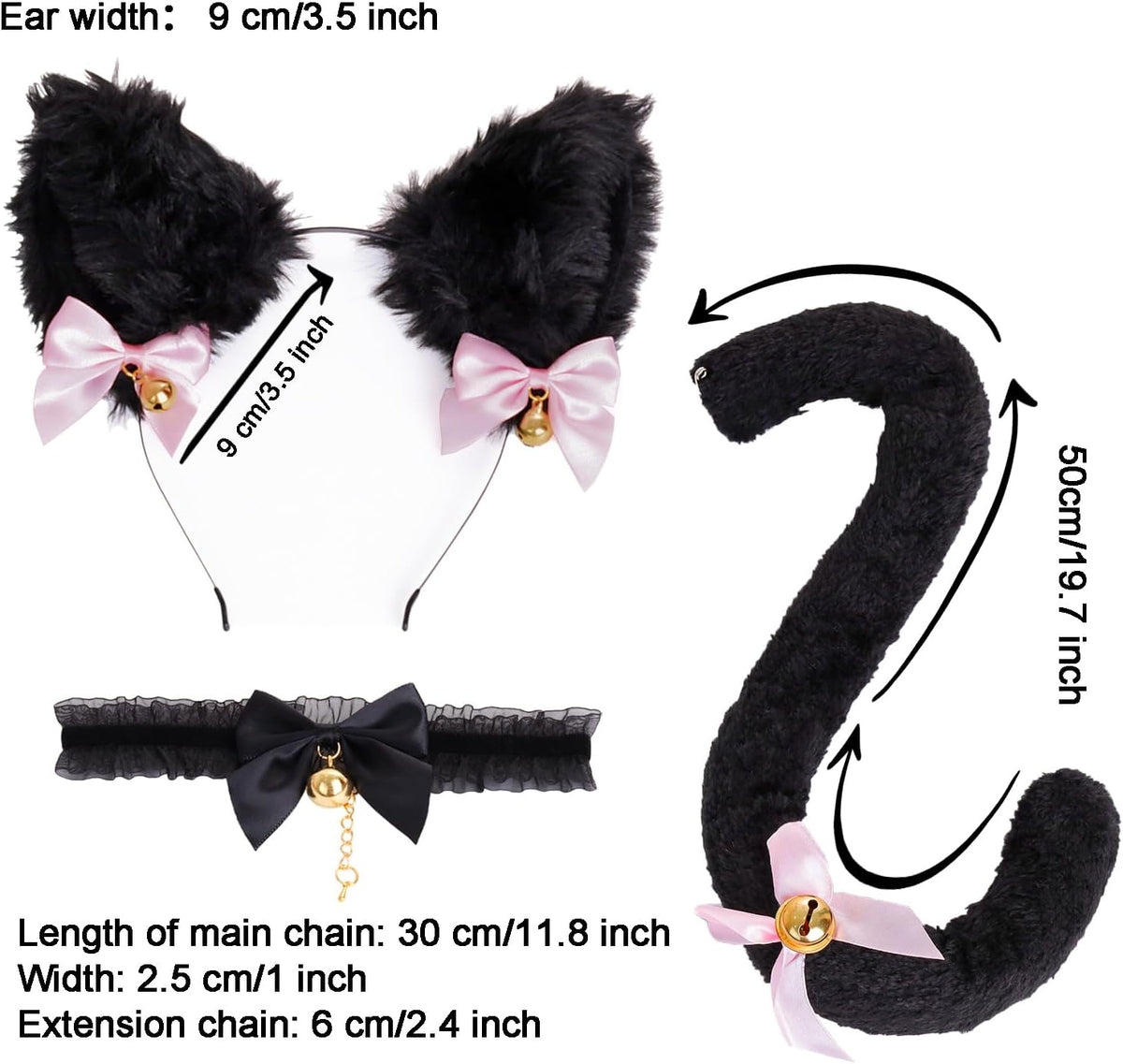 Cat Ears, Tail and Bell Choker Set