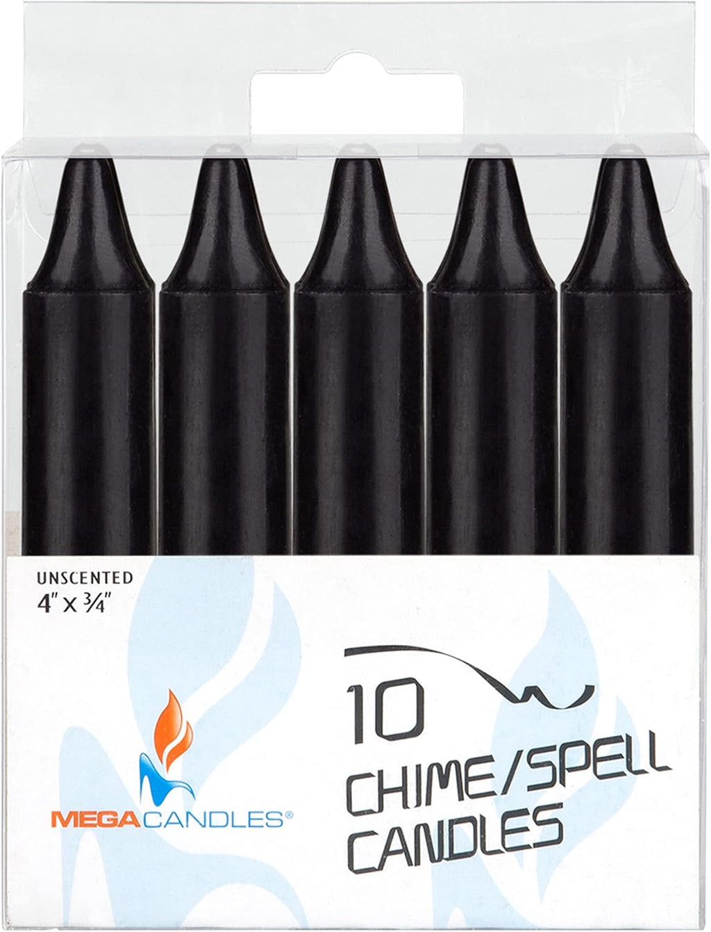 Black Chime Candles - 10 Pack, 4 Inch Unscented