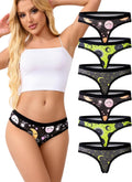 Women'S Hot Cute Print Thong Panties 5/6Pack,Soft Comfort Underwear