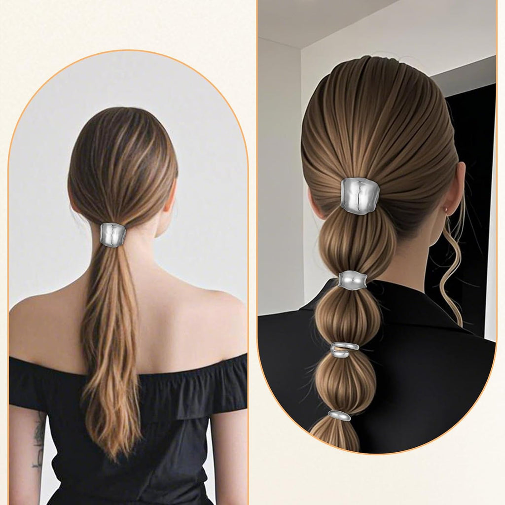 Silver Hair Cuffs - 4 Piece Set