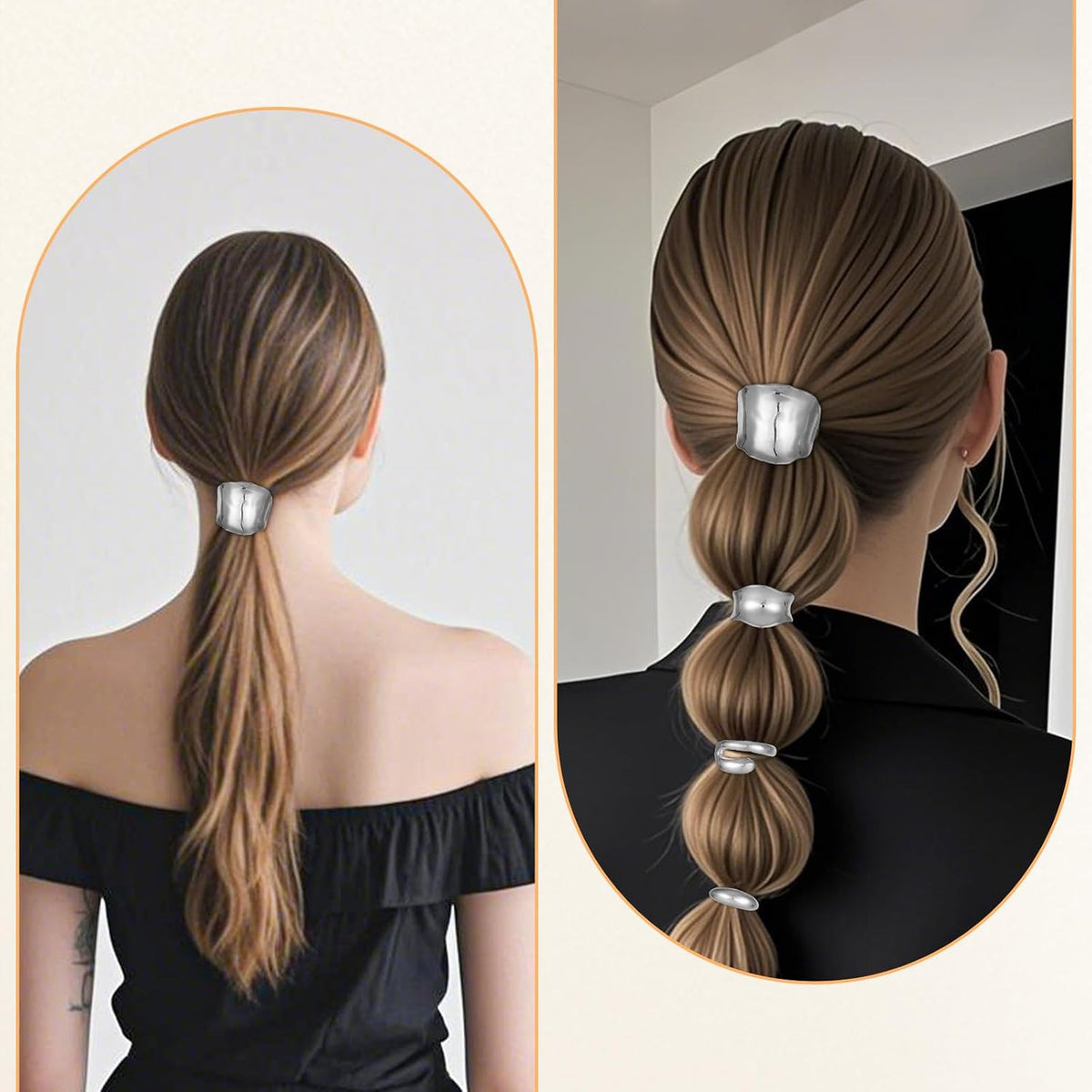 Silver Hair Cuffs - 4 Piece Set