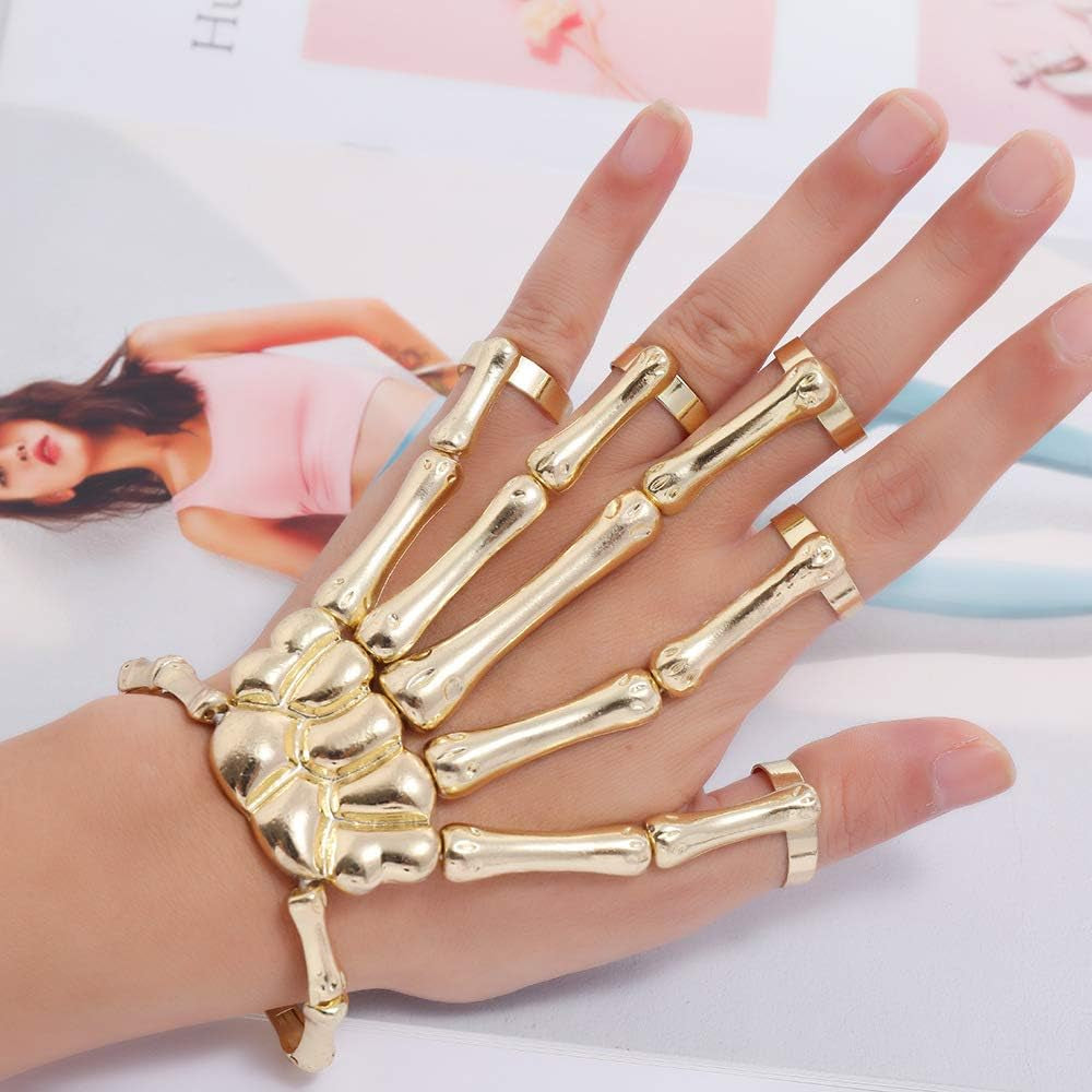 Skeleton Bone Hand Bracelet and Ring Set