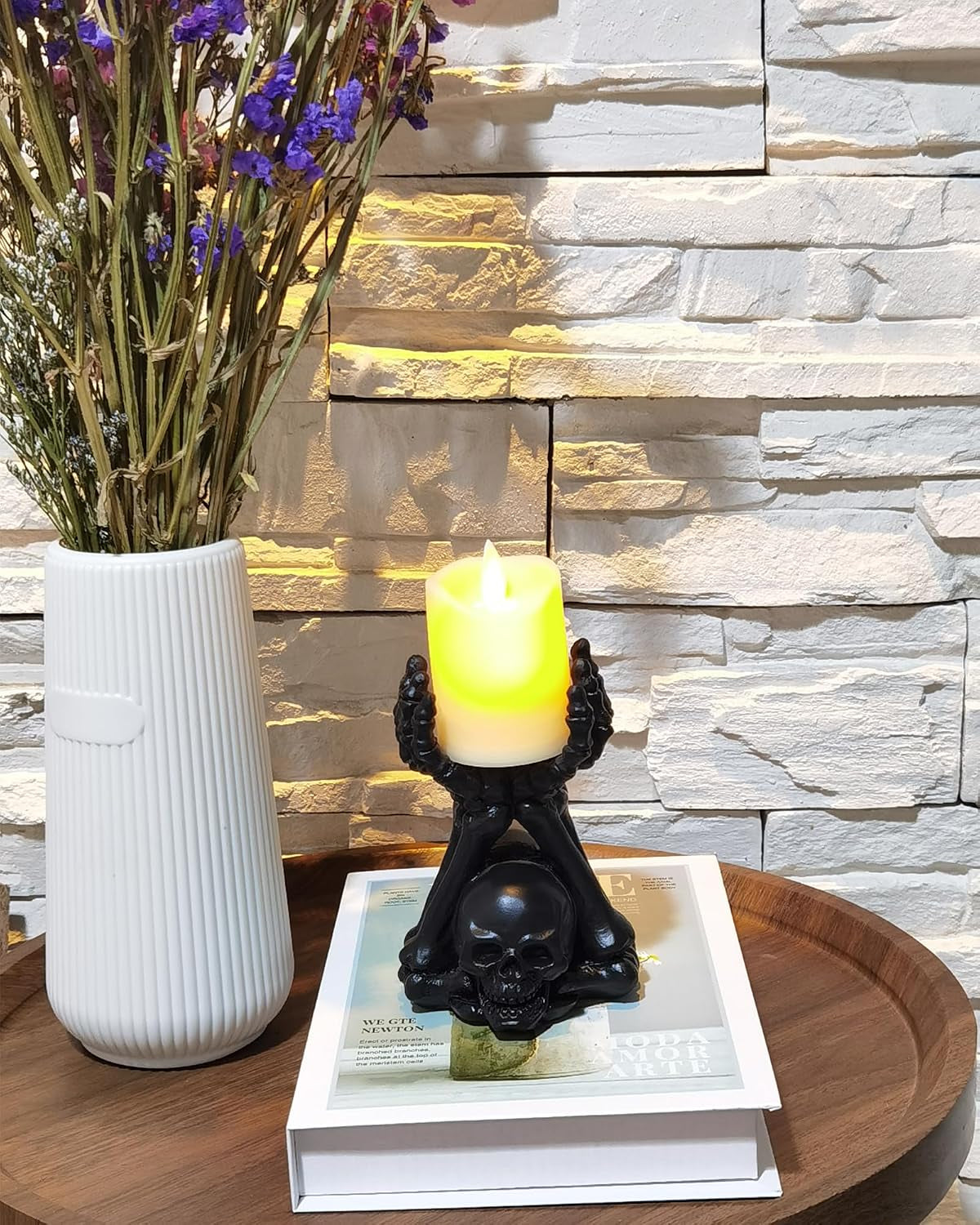 Skeleton Hand Candle & Ring Holder - Black Resin