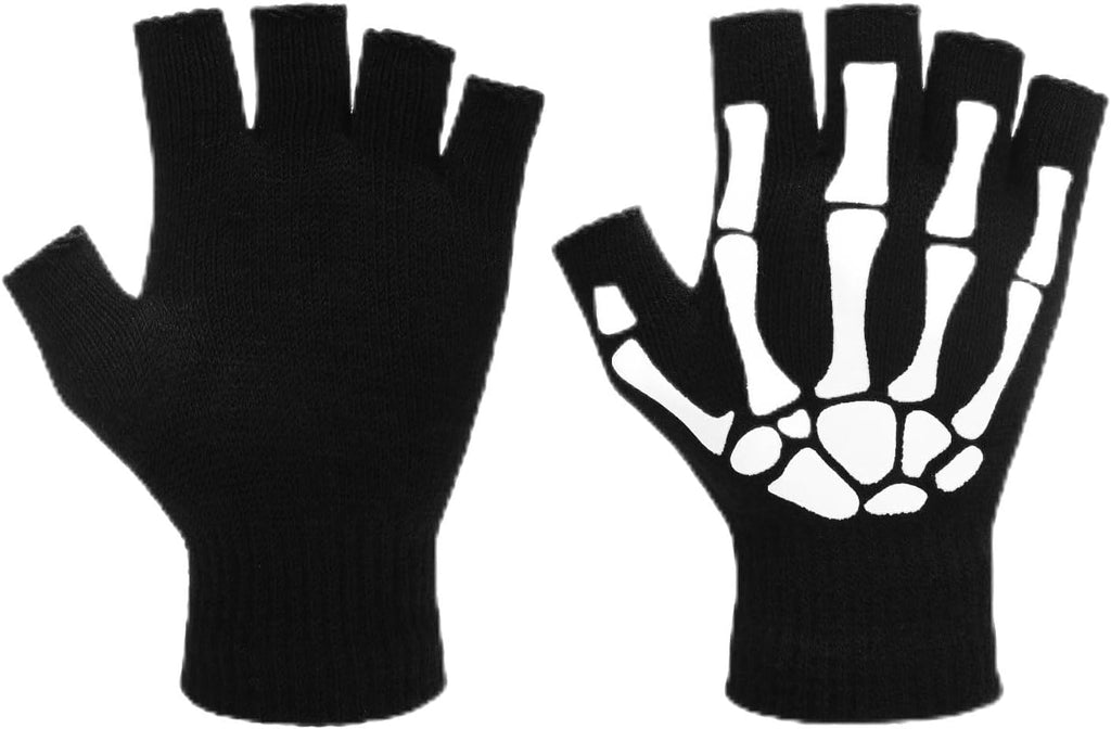 Skeleton Bone Fingerless Gloves