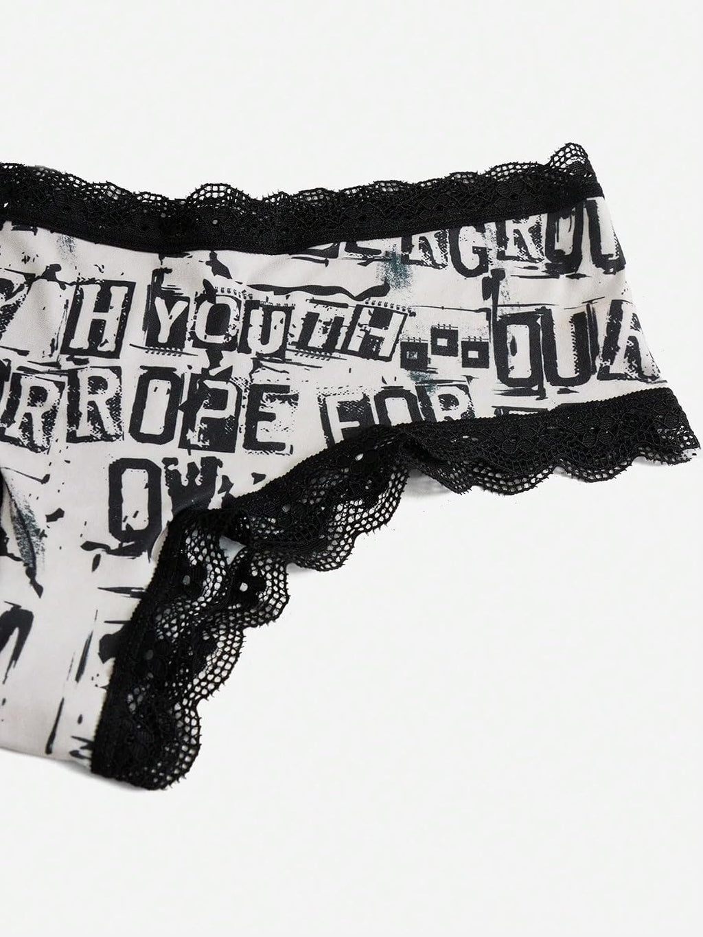 Women'S 3 Pack Skull Graphic Print Lace Trim Underwear Panty Set