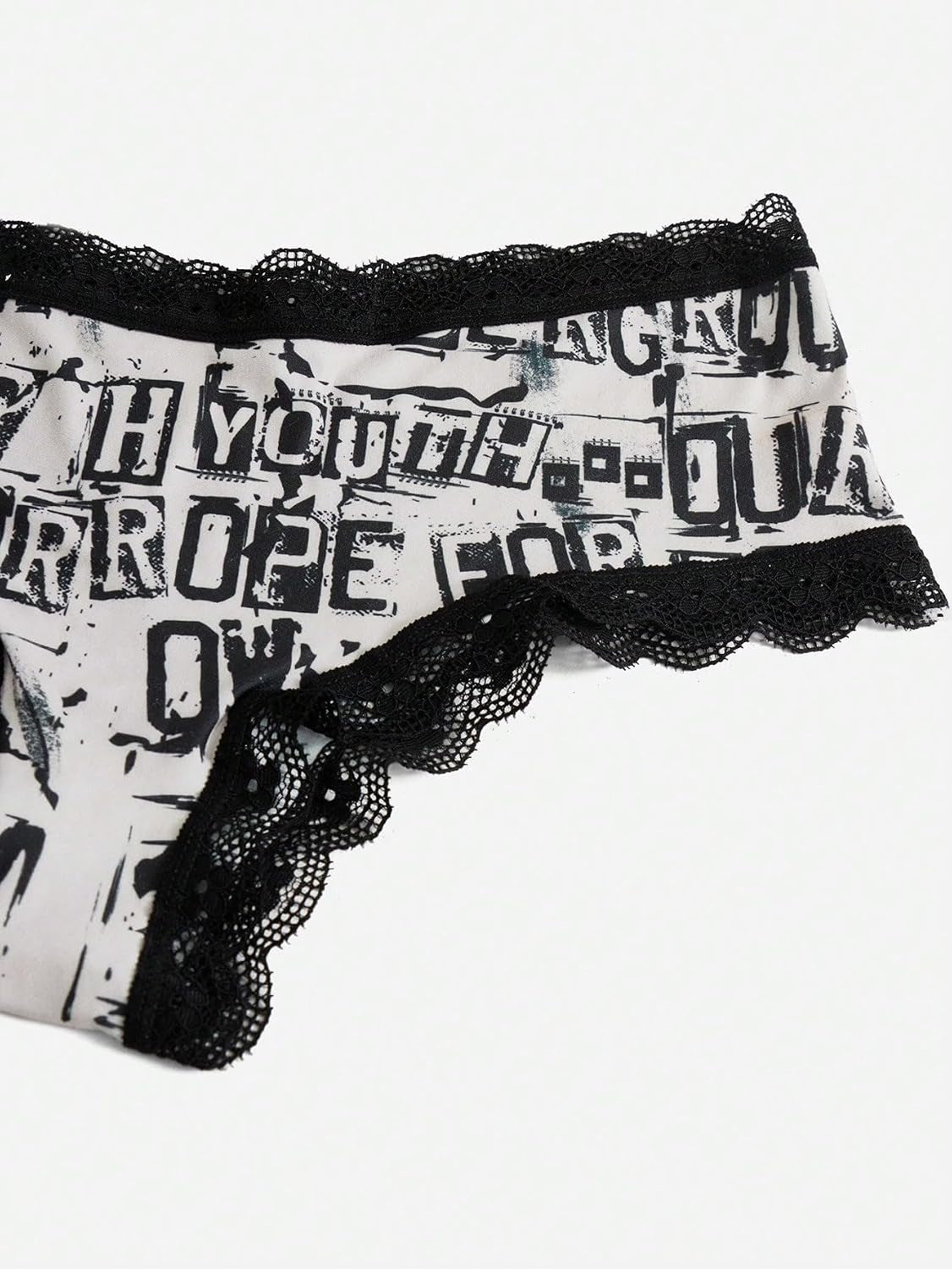 Women'S 3 Pack Skull Graphic Print Lace Trim Underwear Panty Set