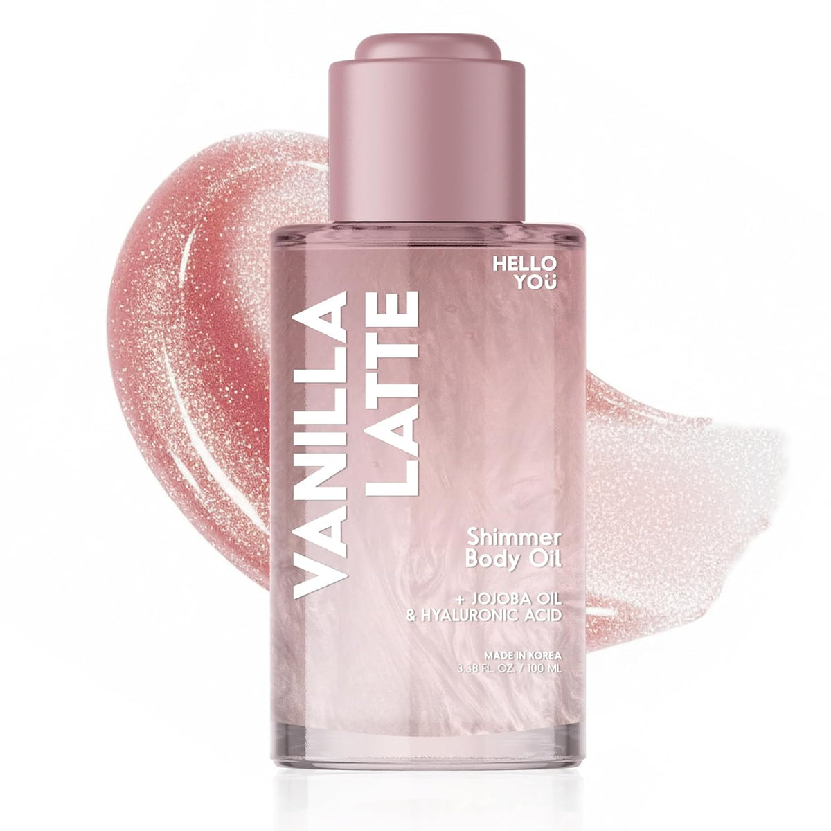 Vanilla Latte Shimmer Body Oil - Jojoba & Hyaluronic - 3.38 Oz