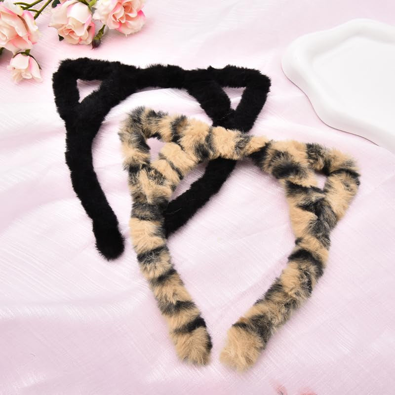 Faux Leather Black Bow Headband