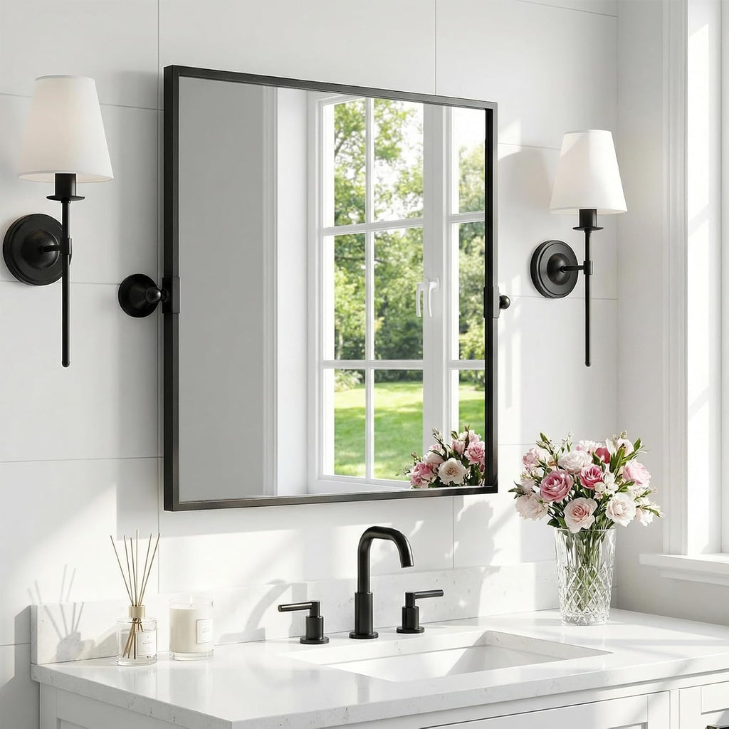 Black Ornate Baroque Arched Mirror
