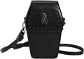 Coffin Crossbody Purse - Black, Skull Print