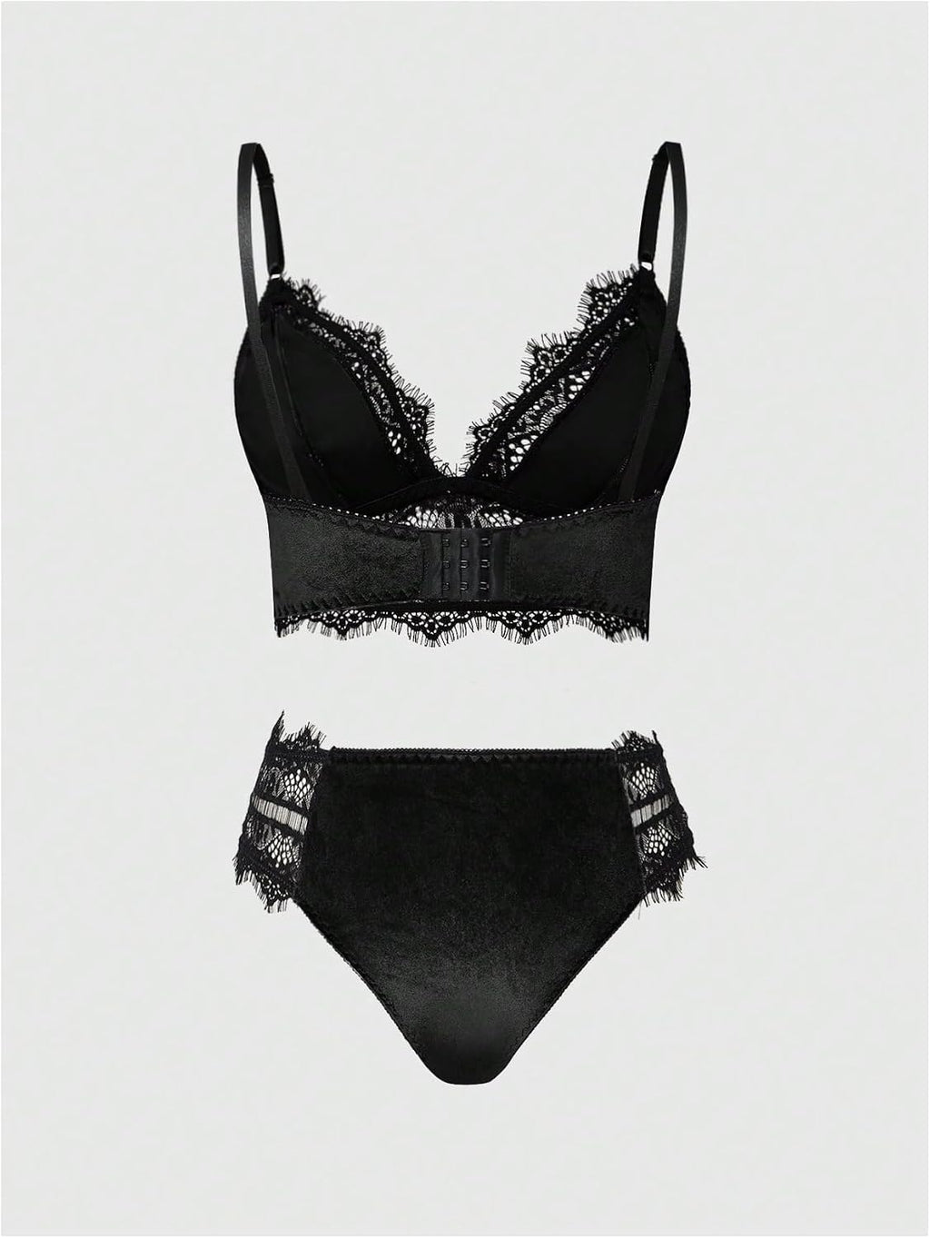 Women'S Gothic Velvet Lace Panties and Bra Set 2 Piece Lingerie