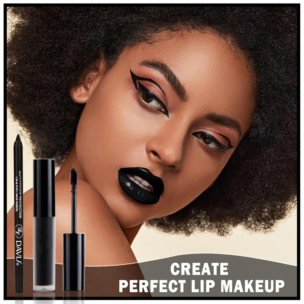 Black Liquid Lipstick and Lip Liner Set