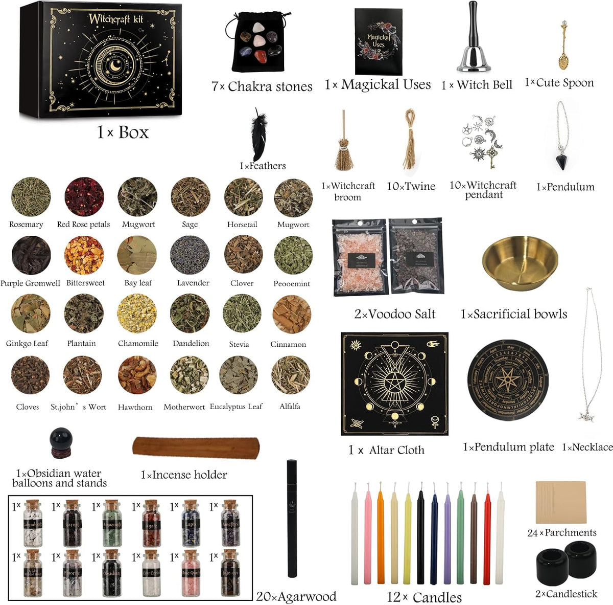 Witchcraft Supplies Kit, 132 Pieces