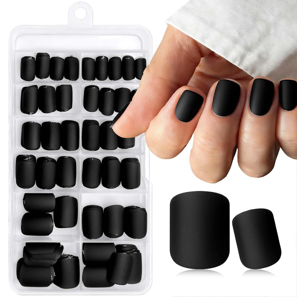Matte Black Short Square Press-On Nails, 240 Piece Set