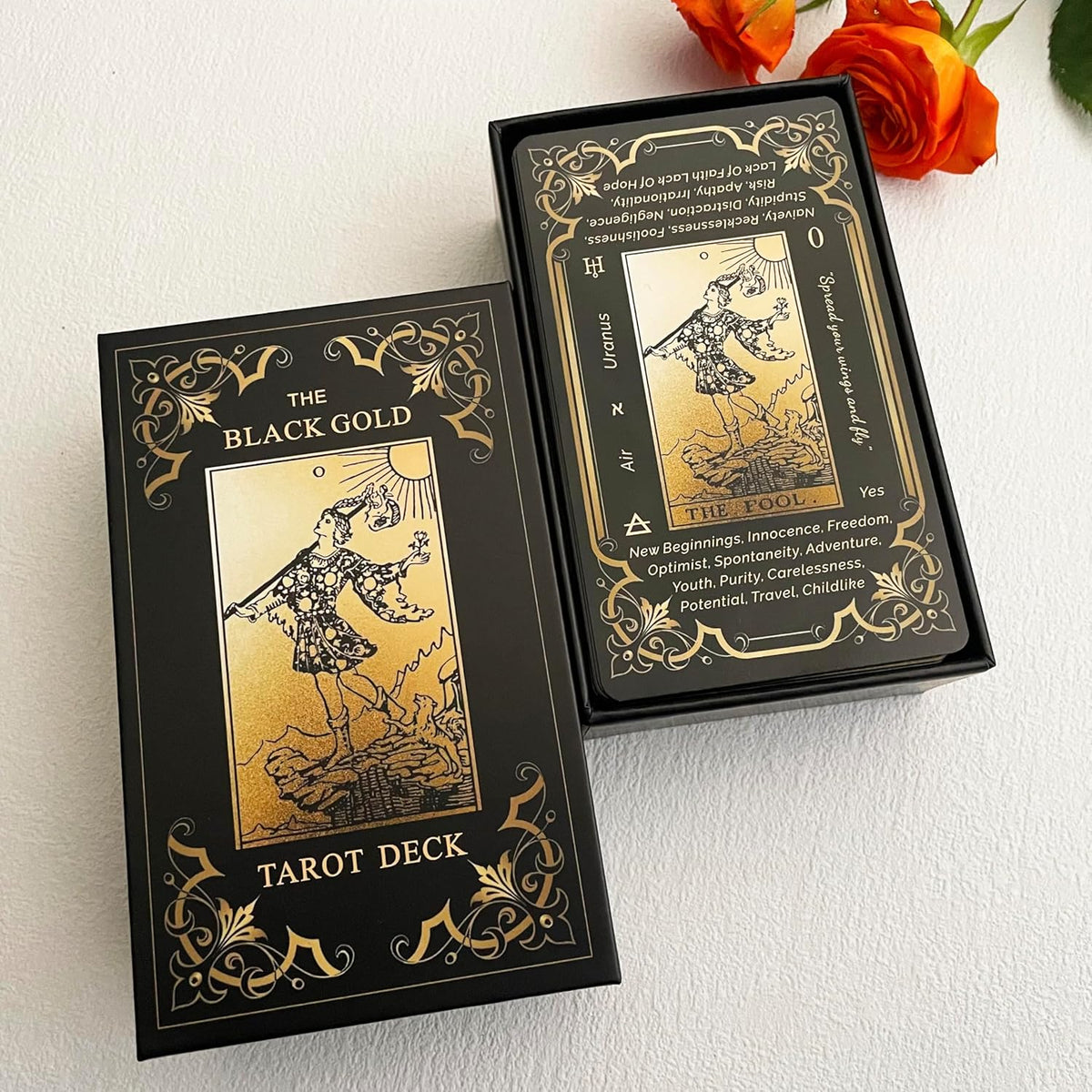 Black & Gold Tarot Deck - Gilded Edges, 78 Cards