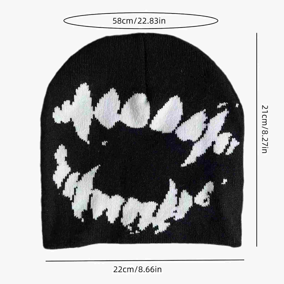 Skull Slouchy Beanie - Black Knit, 2 Pack
