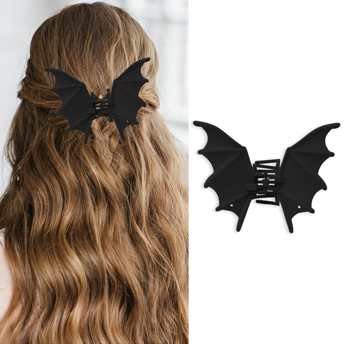 Matte Black Bat Hair Claw Clip