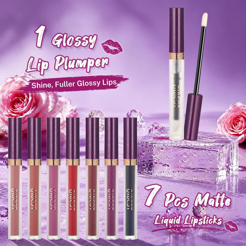 Goth Lip Kit - 7 Matte Lipsticks + Lip Plumper