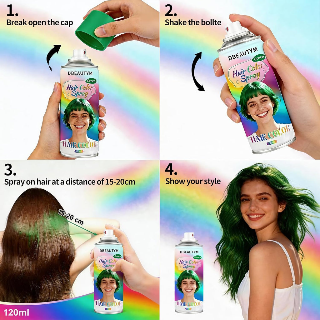 Temporary Hair Color Spray, 4 Colors: Red, Blue, Purple, Green