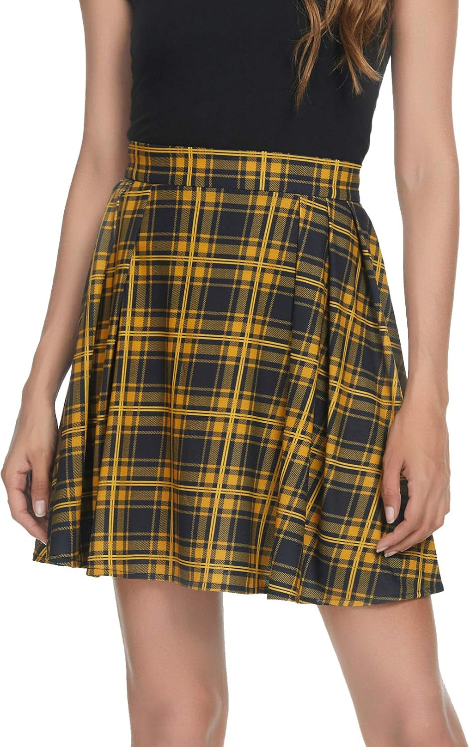 Plaid Pleated Mini Skater Skirt