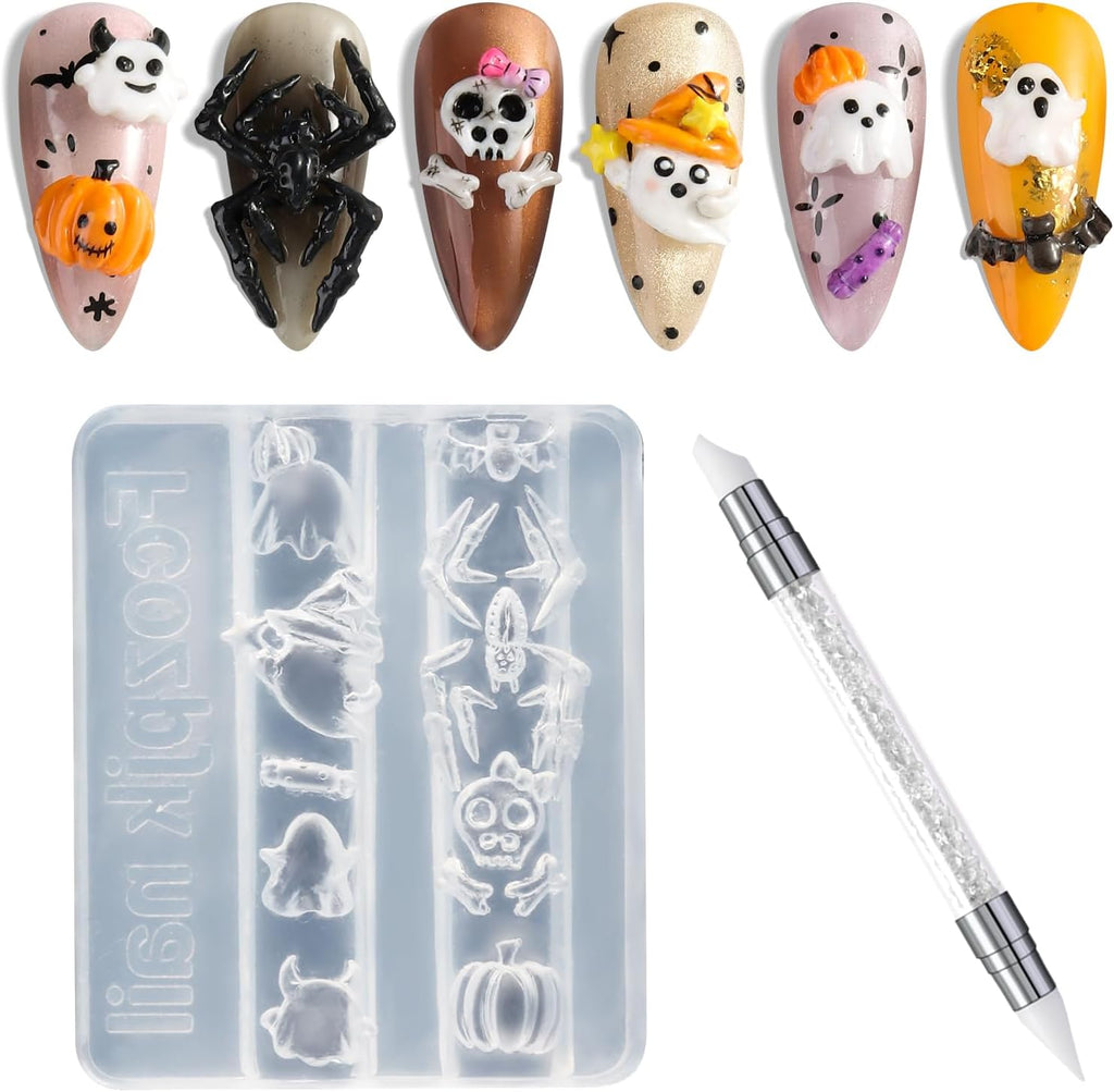 Silicone Nail Art Molds: 3D Bat and Spider