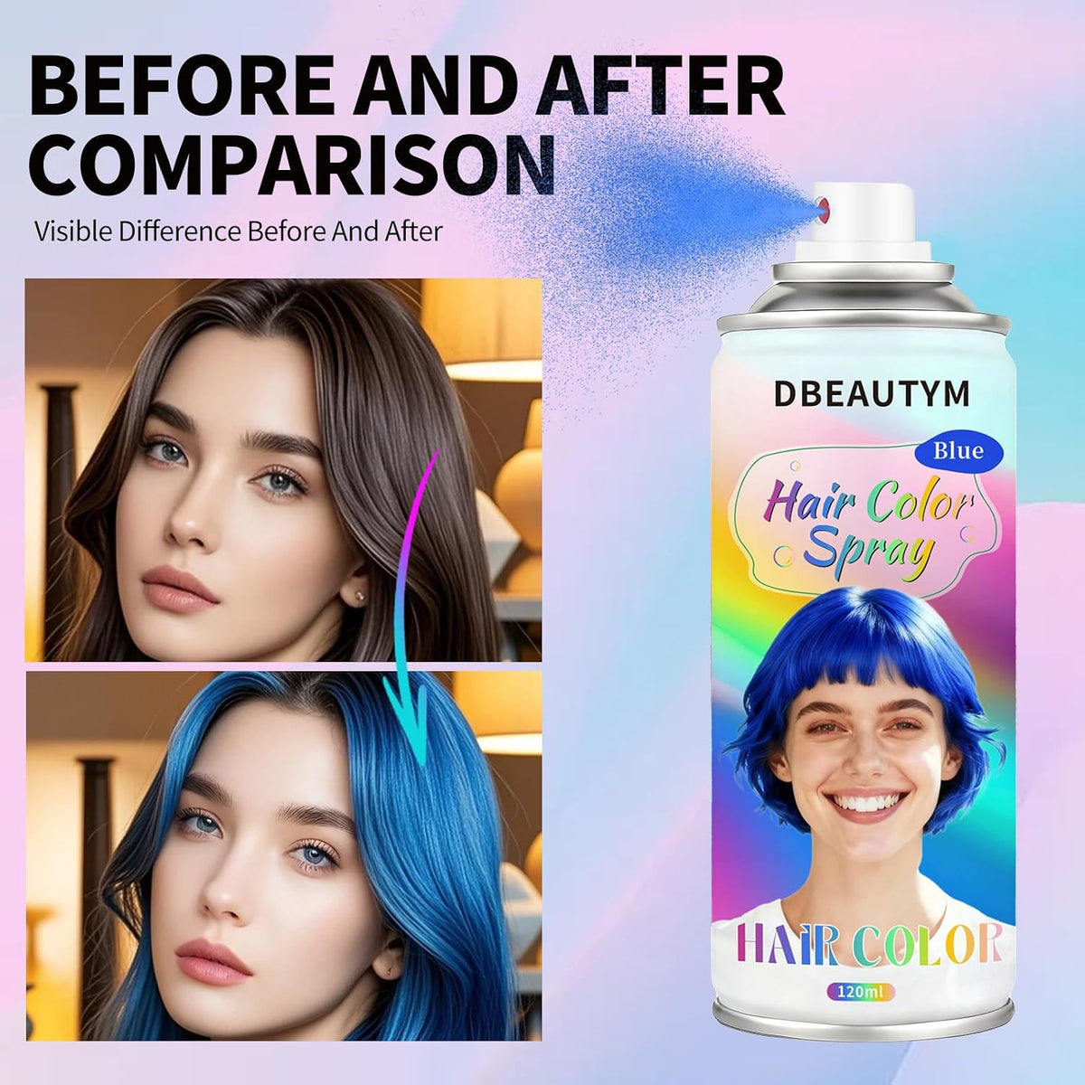 Temporary Hair Color Spray, 4 Colors: Red, Blue, Purple, Green