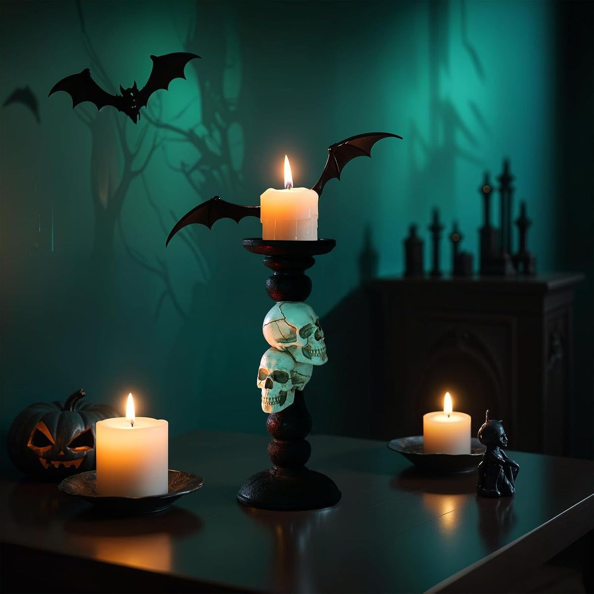 Skull Pillar Candle Holder