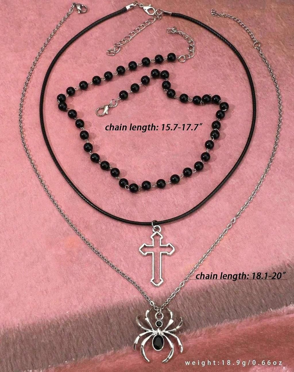 Gothic Bat, Crow and Spider Necklace Set - 3 Pack