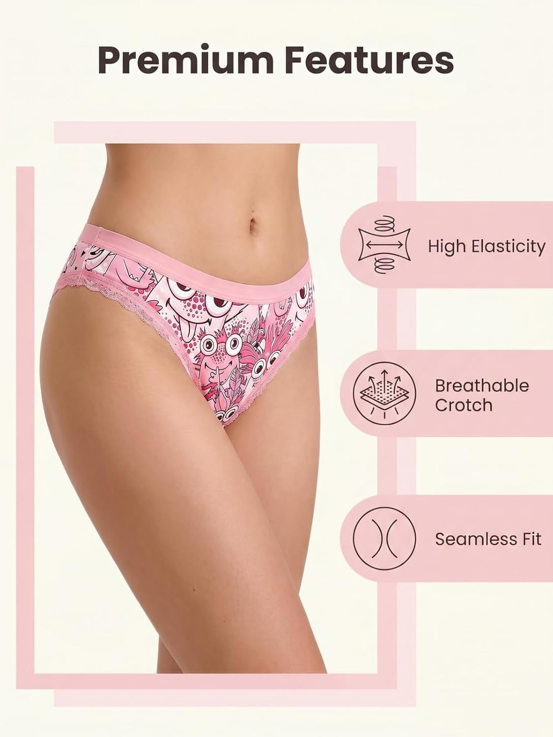 Women’S 10Pcs Variety Thongs Pack Gothic Cute Lace Trims Underwear