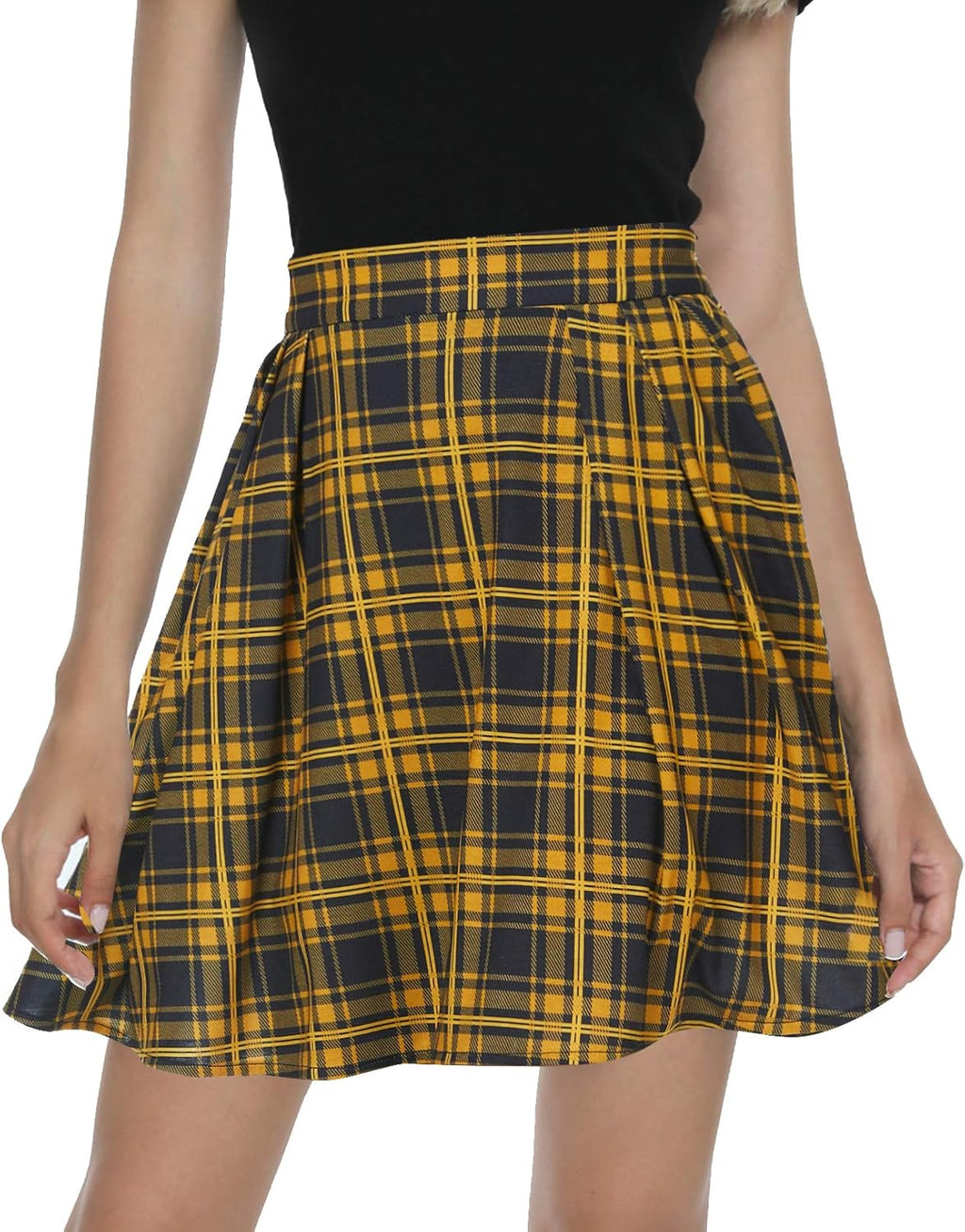 Plaid Pleated Mini Skater Skirt
