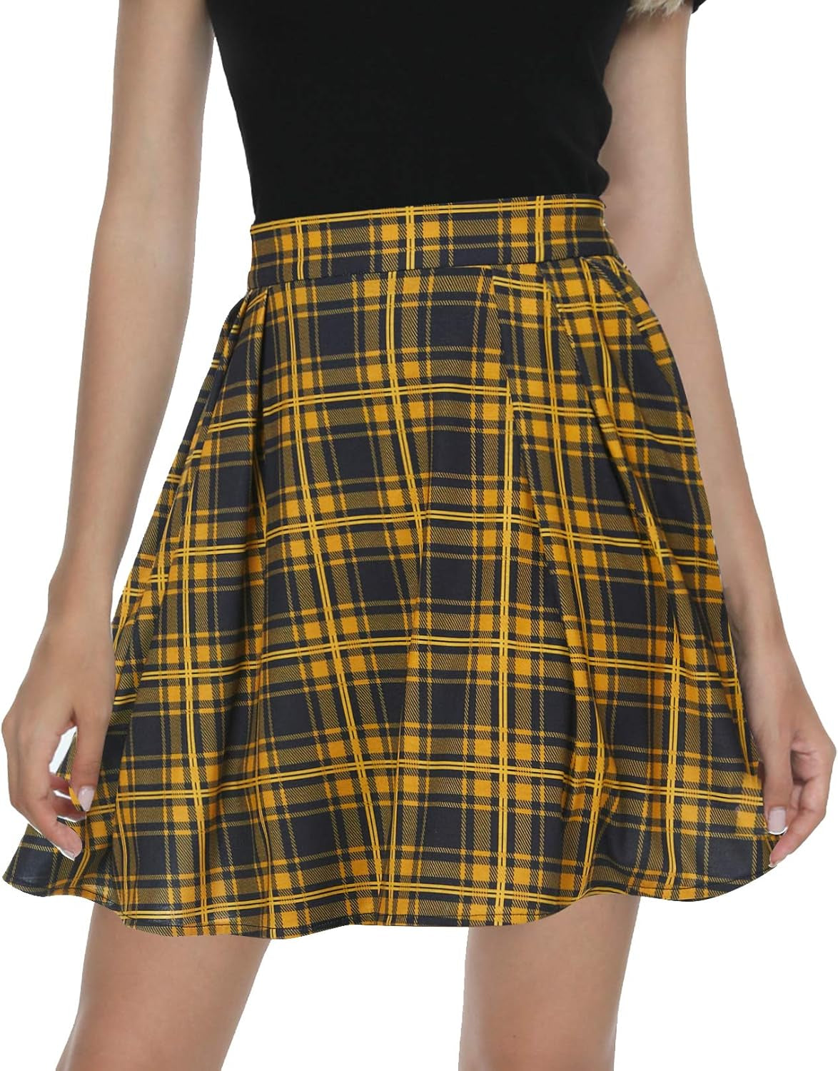 Plaid Pleated Mini Skater Skirt