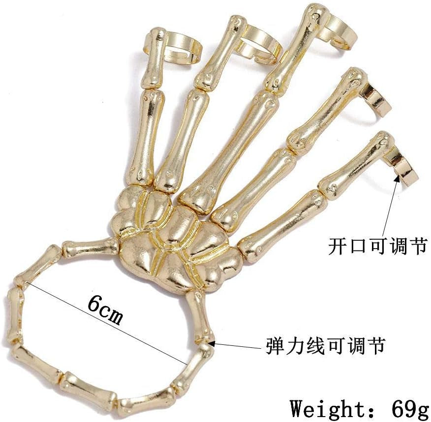 Skeleton Bone Hand Bracelet and Ring Set