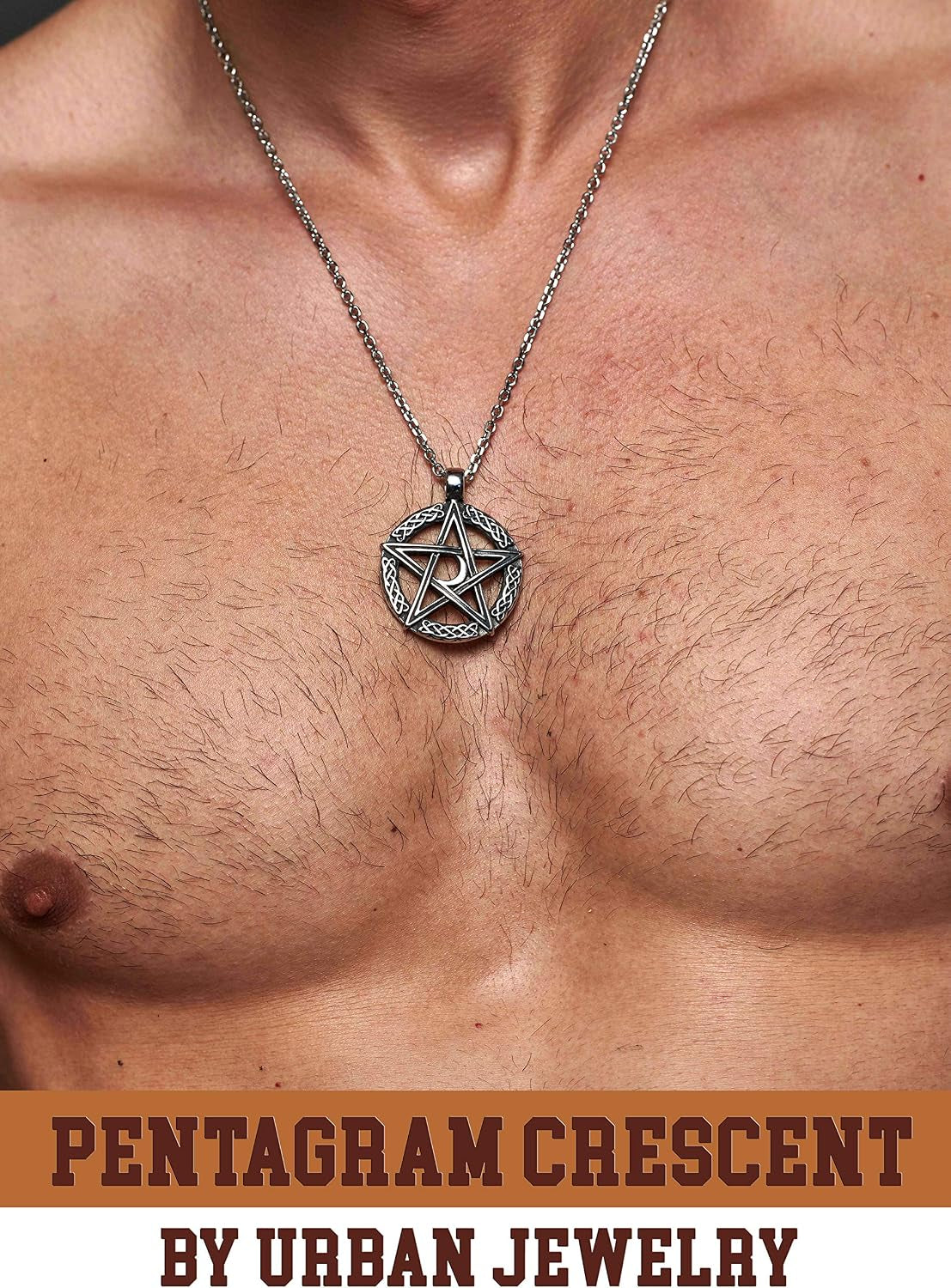 Pentacle Moon Pendant Necklace - Stainless Steel