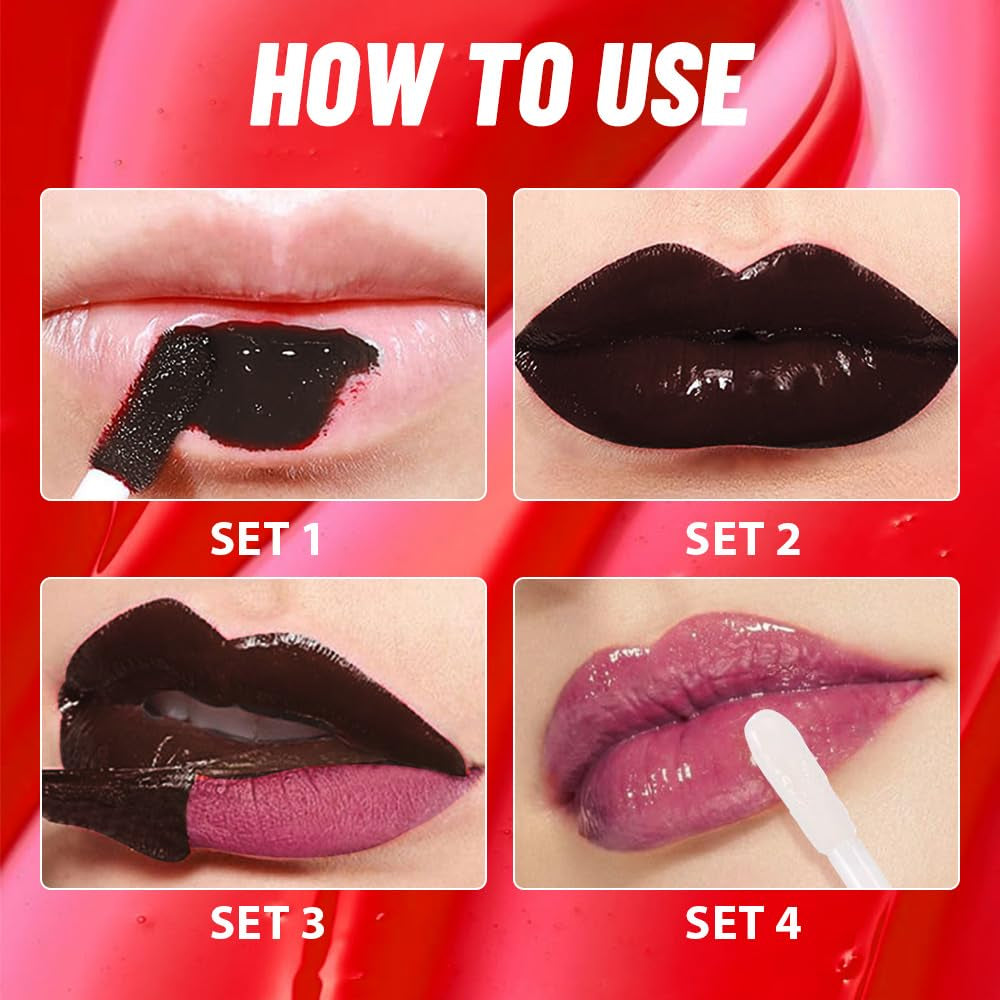 Dark Raspberry Peel-Off Lip Stain and Lip Oil Duo