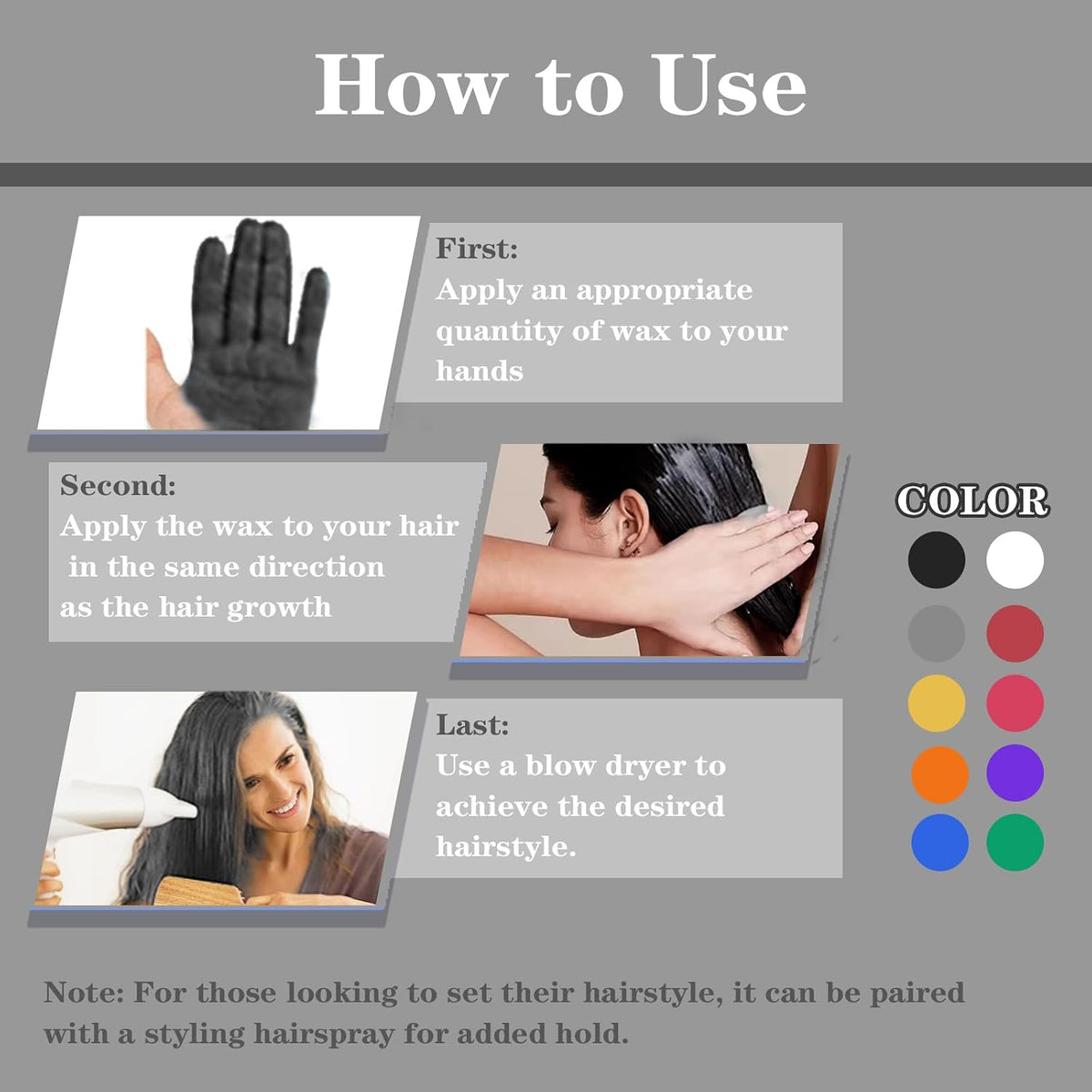 Black Temporary Hair Color Wax
