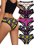5 Pack Women'S Halloween Hipster Panties Gothic Print