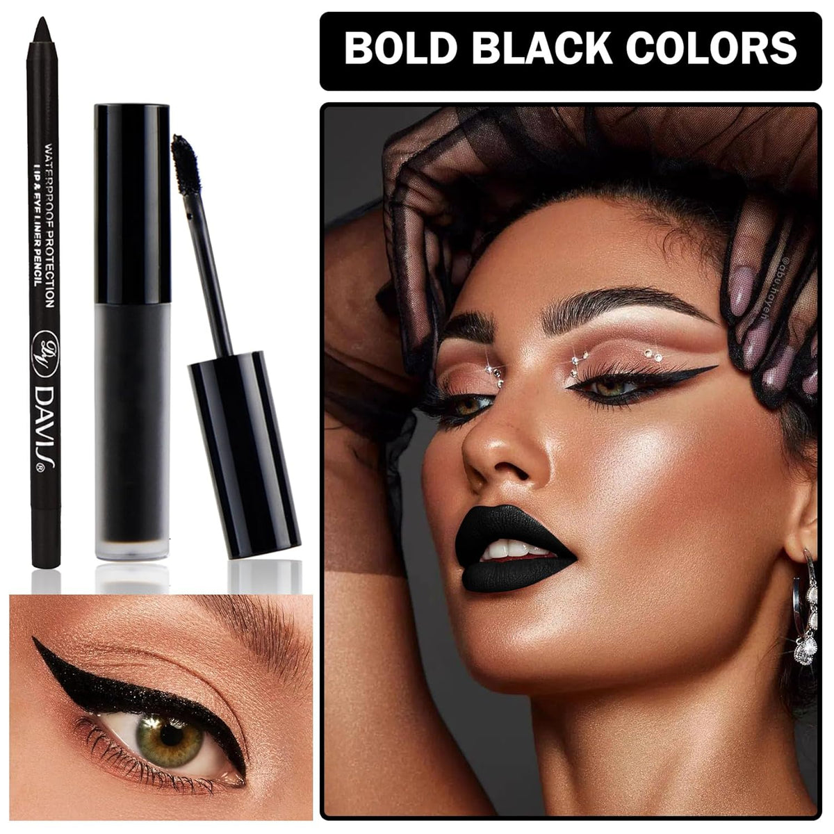 Black Liquid Lipstick and Lip Liner Set