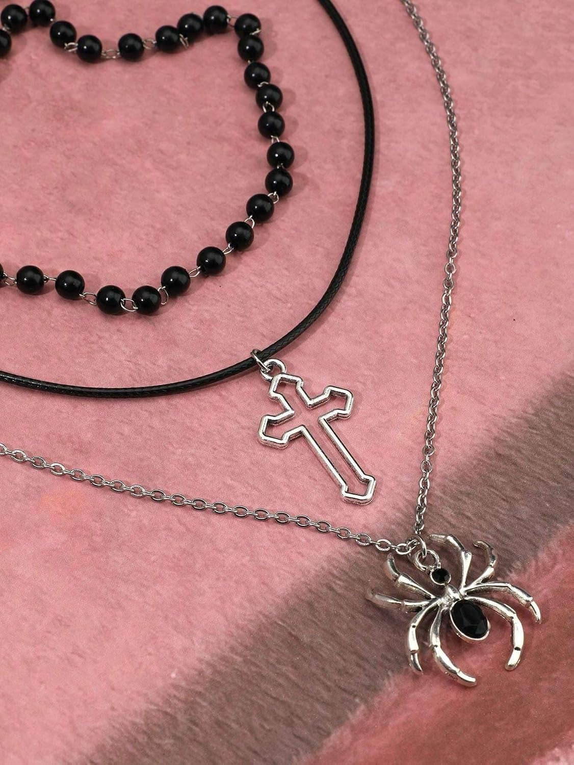 Gothic Bat, Crow and Spider Necklace Set - 3 Pack
