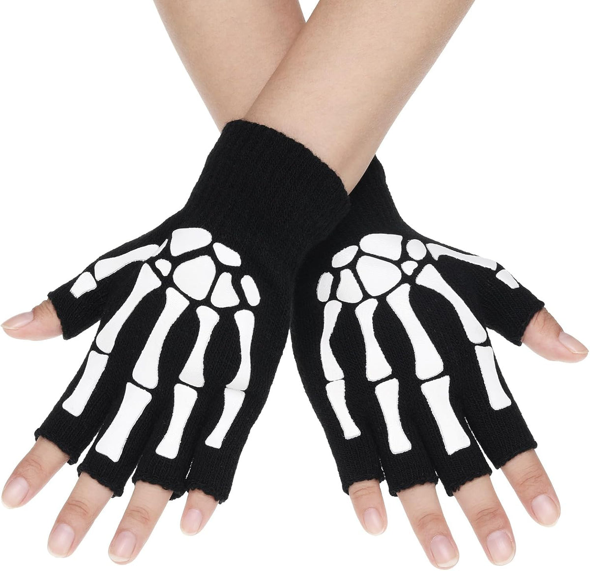 Skeleton Bone Fingerless Gloves