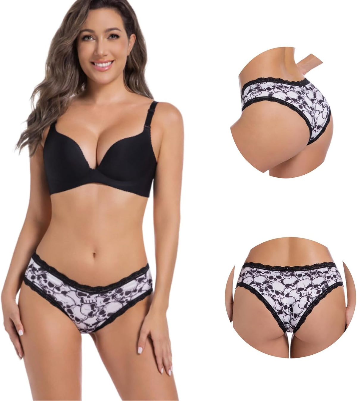Women'S Gothic Hipster Panties 5/6Pack Soft Comfort Lace Underwear
