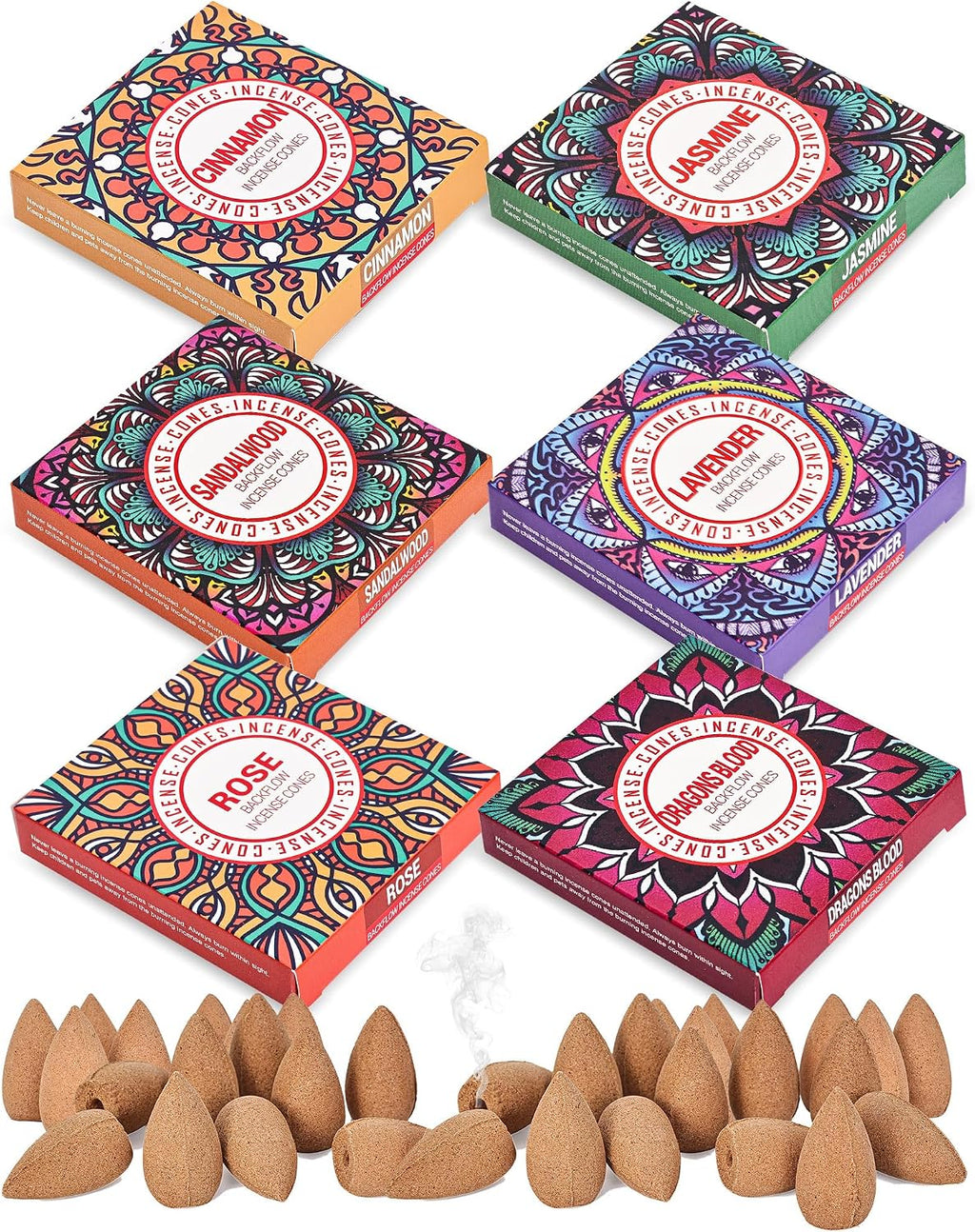 Backflow Incense Cones - 6 Scent Set