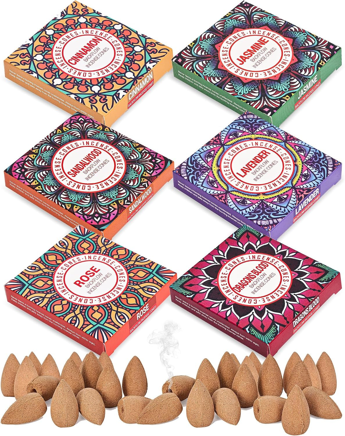Backflow Incense Cones - 6 Scent Set